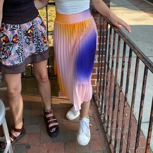 WD.NY multicolor pleated elastic waist midi skirt